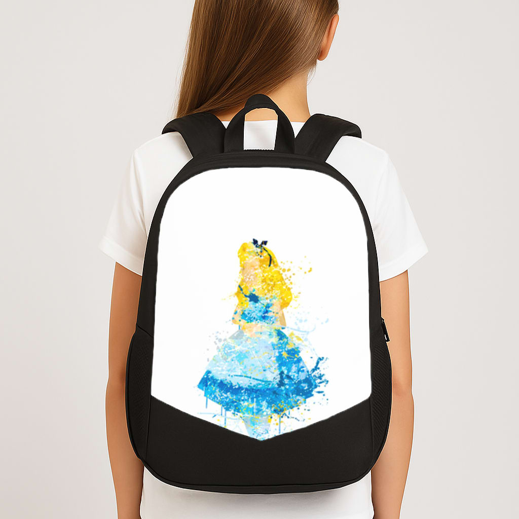 Watercolour Alice in Wonderland Fairytale Large School Bag