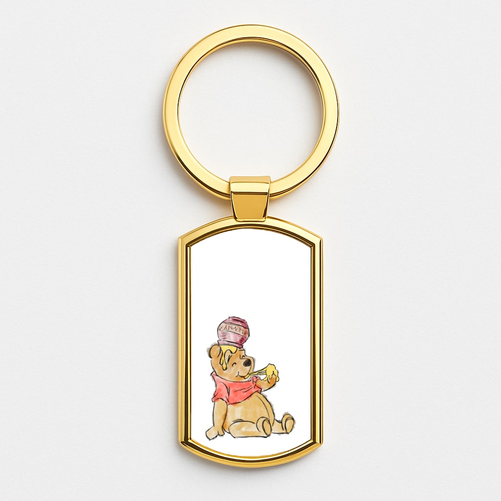 Winnie Sketch Gold Keyring