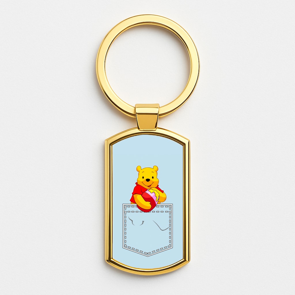 Winnie In My Pocket Gold Keyring