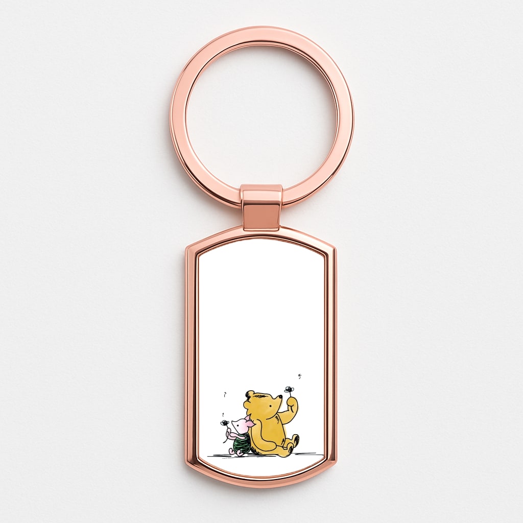Winnie & Pig Rose Gold Keyring