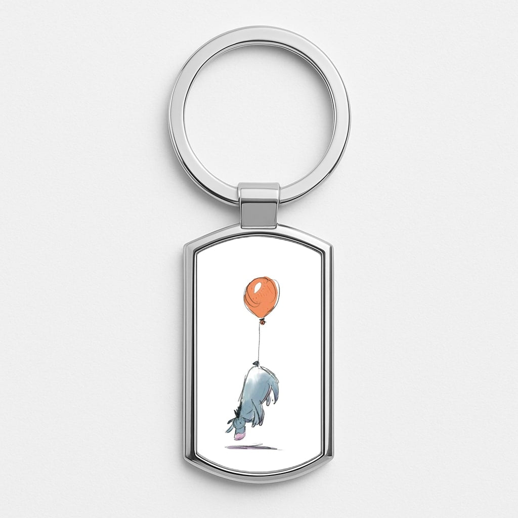 Donkey And His Balloon Silver Keyring