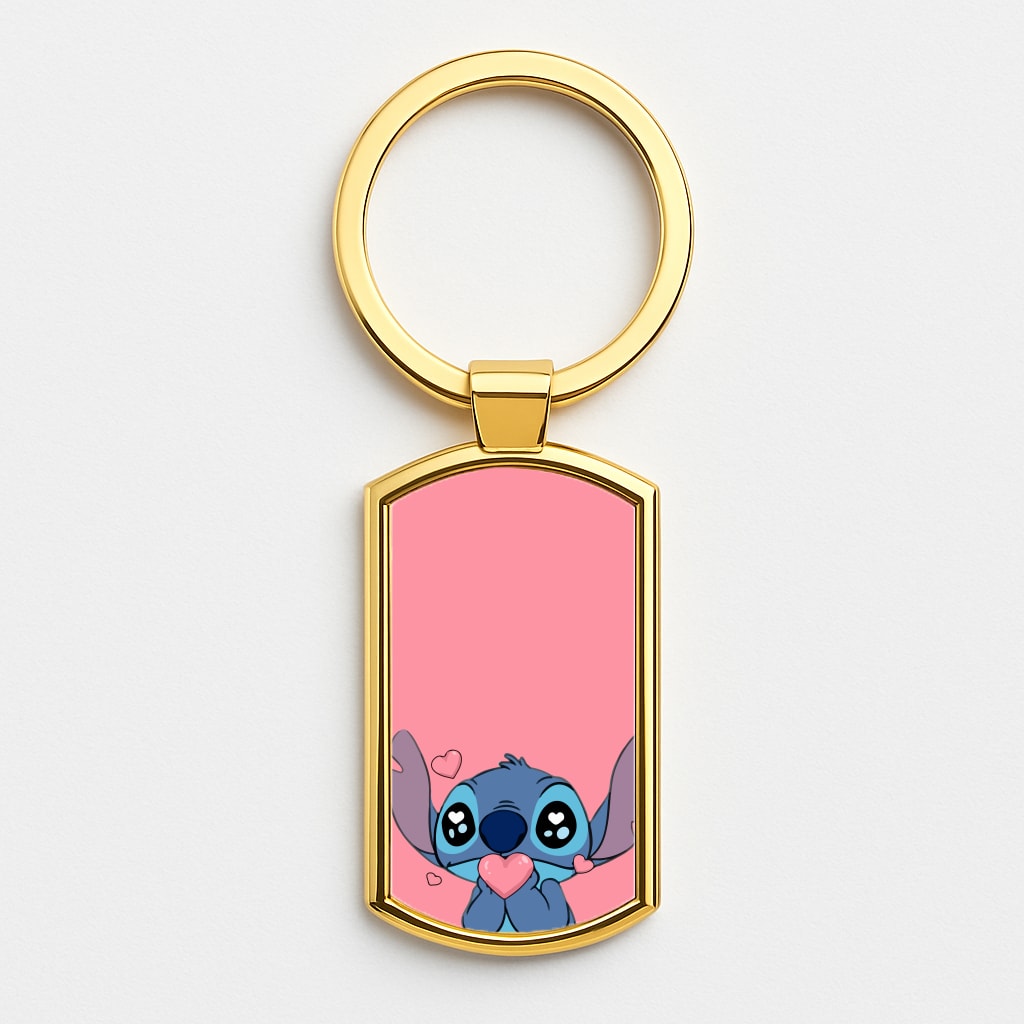 Cute Alien Blue Gold Keyring