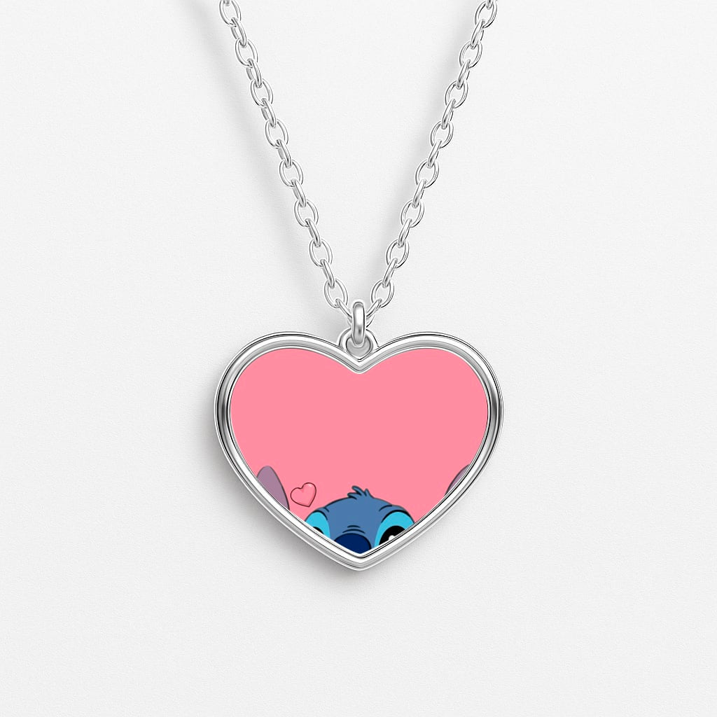 Cute Alien Blue Heart Necklace