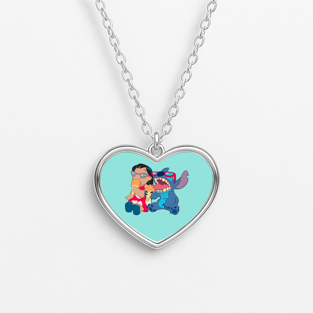 Ice Cream Alien Blue Heart Necklace