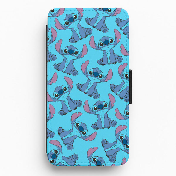 Cute Alien Blue Pattern Flip / Wallet Phone Case