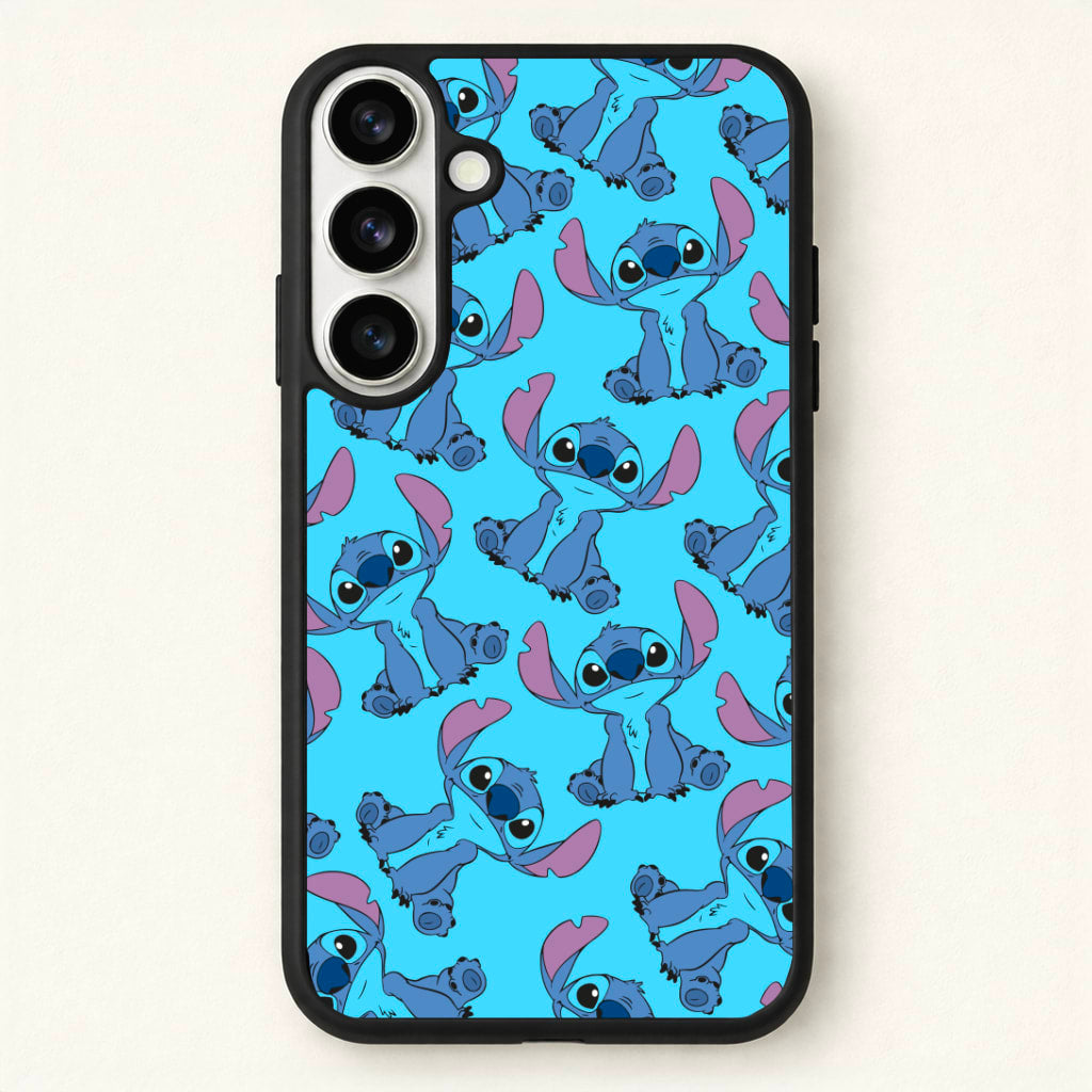Cute Alien Blue Pattern Phone Case for Galaxy S26 Plus