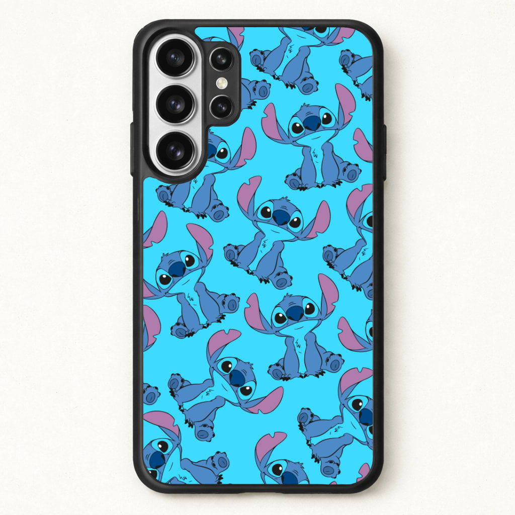 Cute Alien Blue Pattern Phone Case for Galaxy S26 Ultra