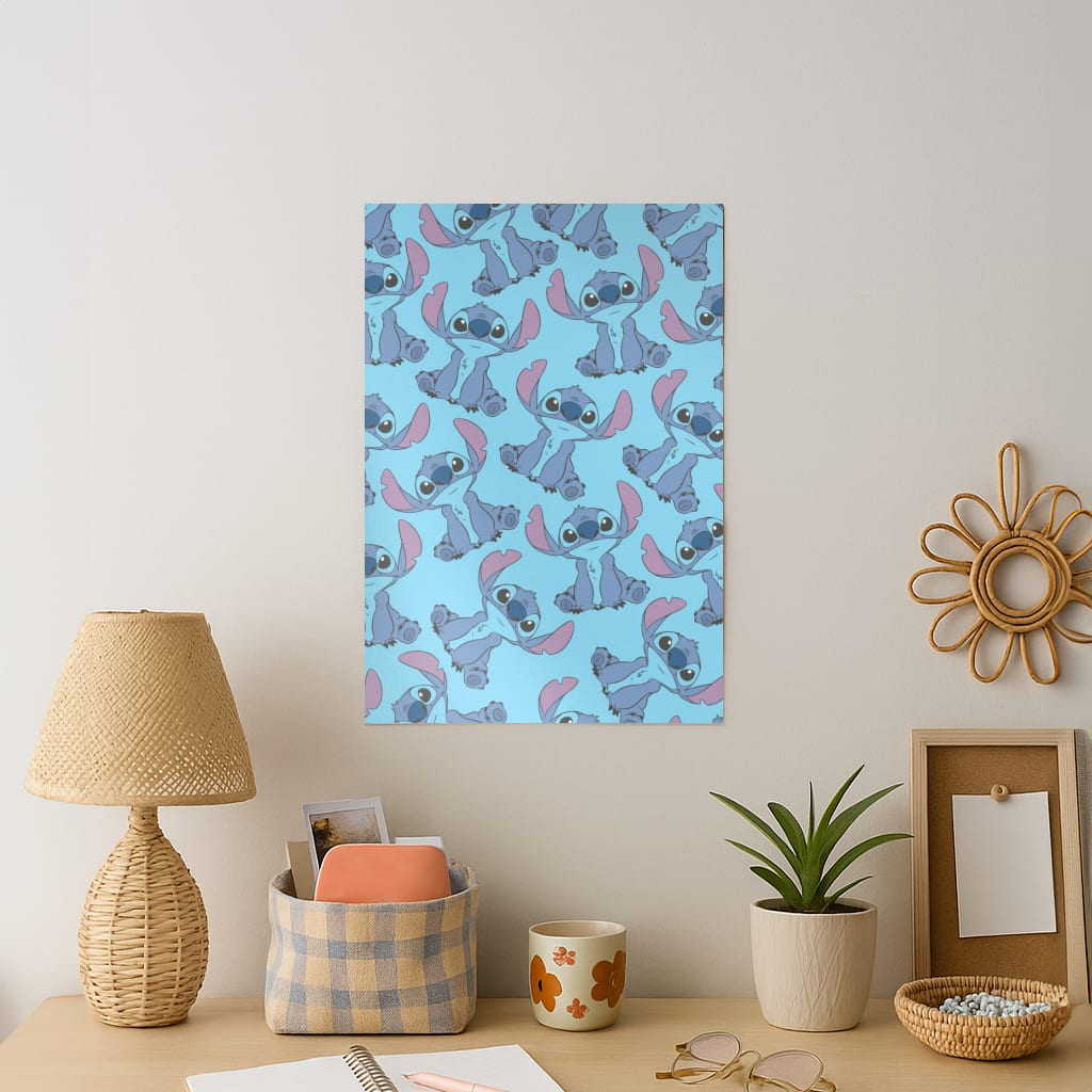 Cute Alien Blue Pattern Art Print
