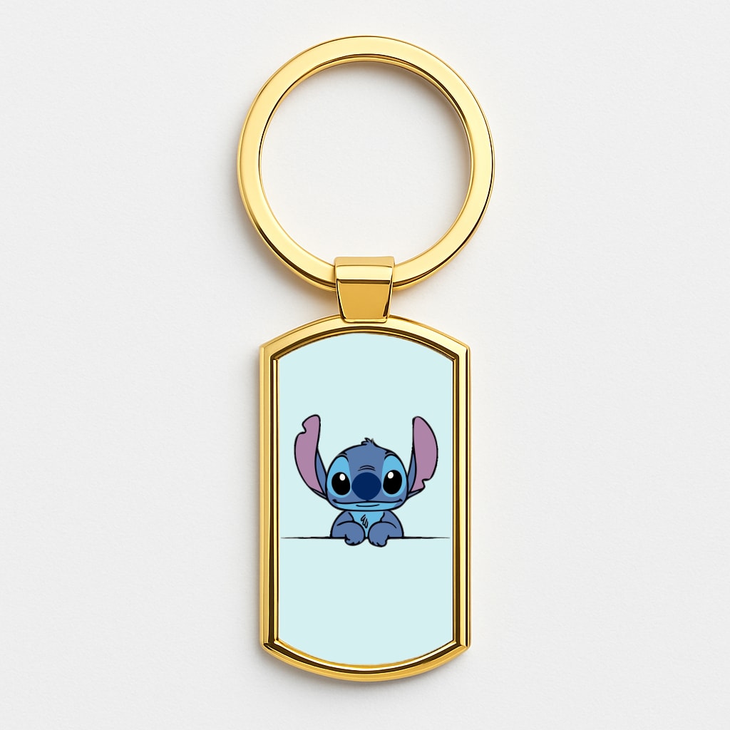 Alien Blue Leaning Gold Keyring
