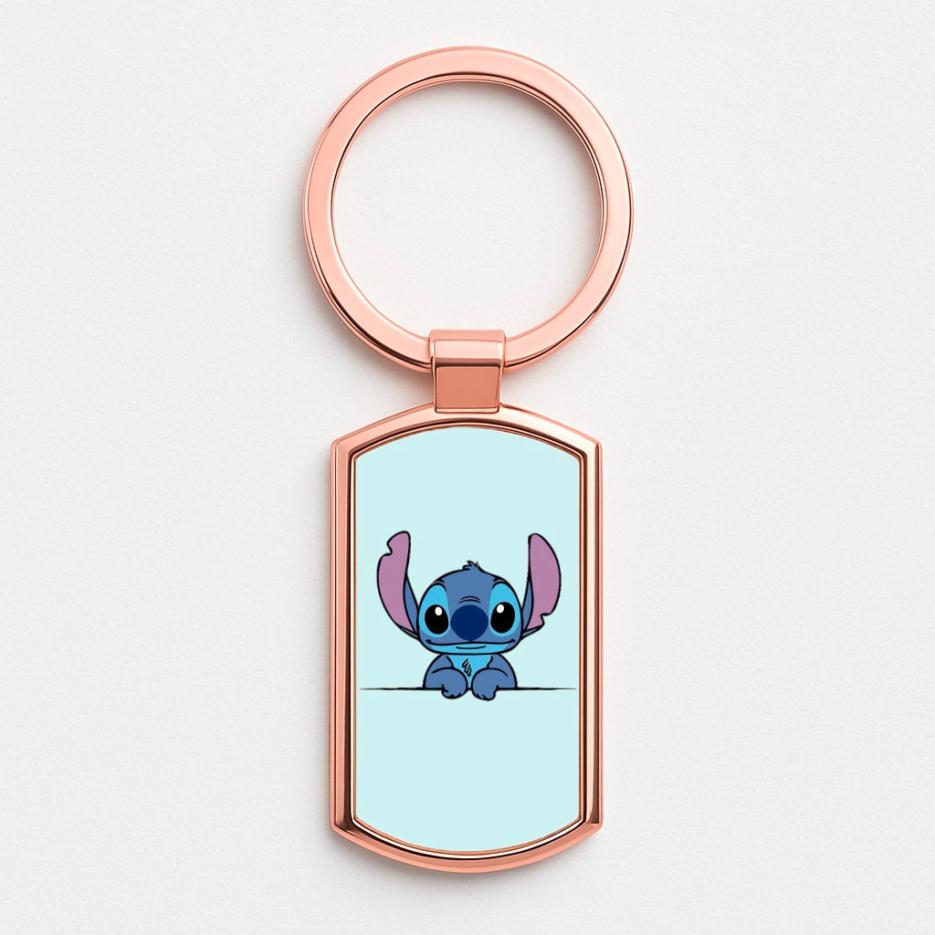 Alien Blue Leaning Rose Gold Keyring