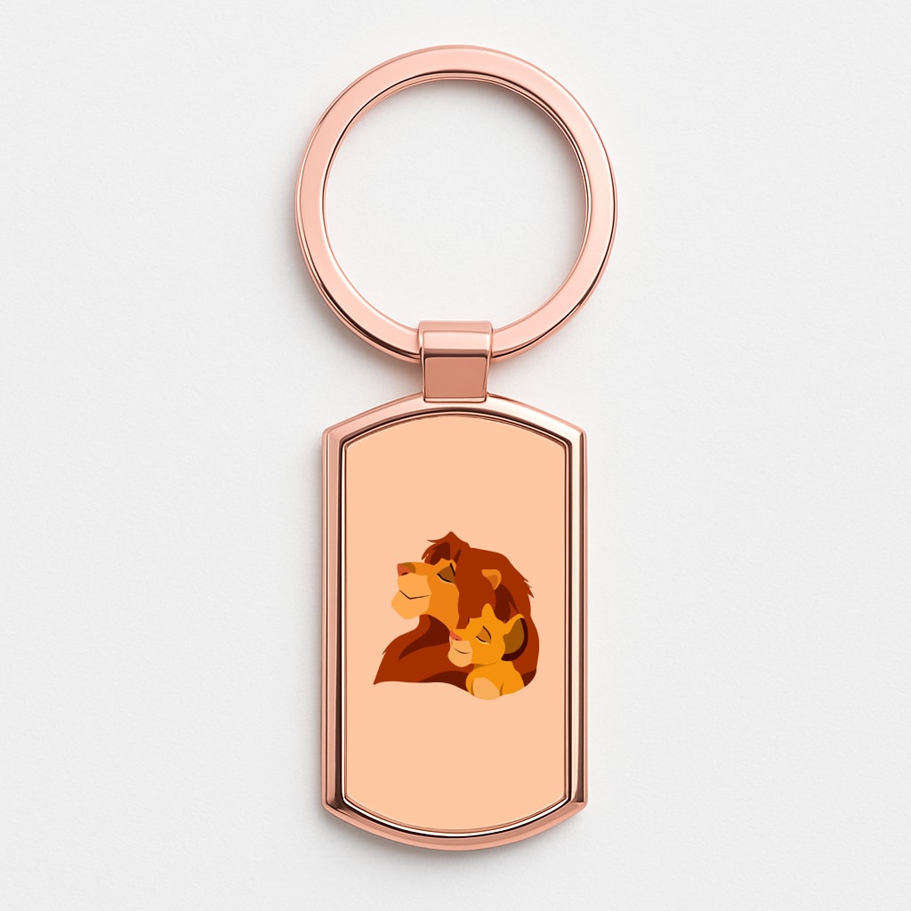 King Lion And Cub Rose Gold Keyring