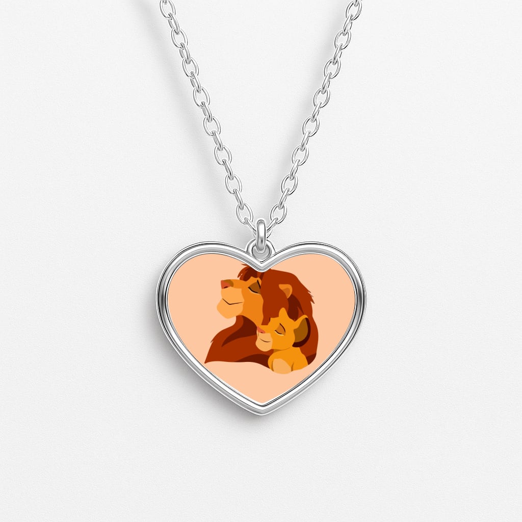 King Lion And Cub Heart Necklace