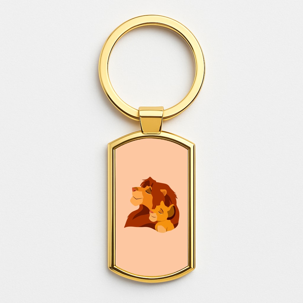 King Lion And Cub Gold Keyring