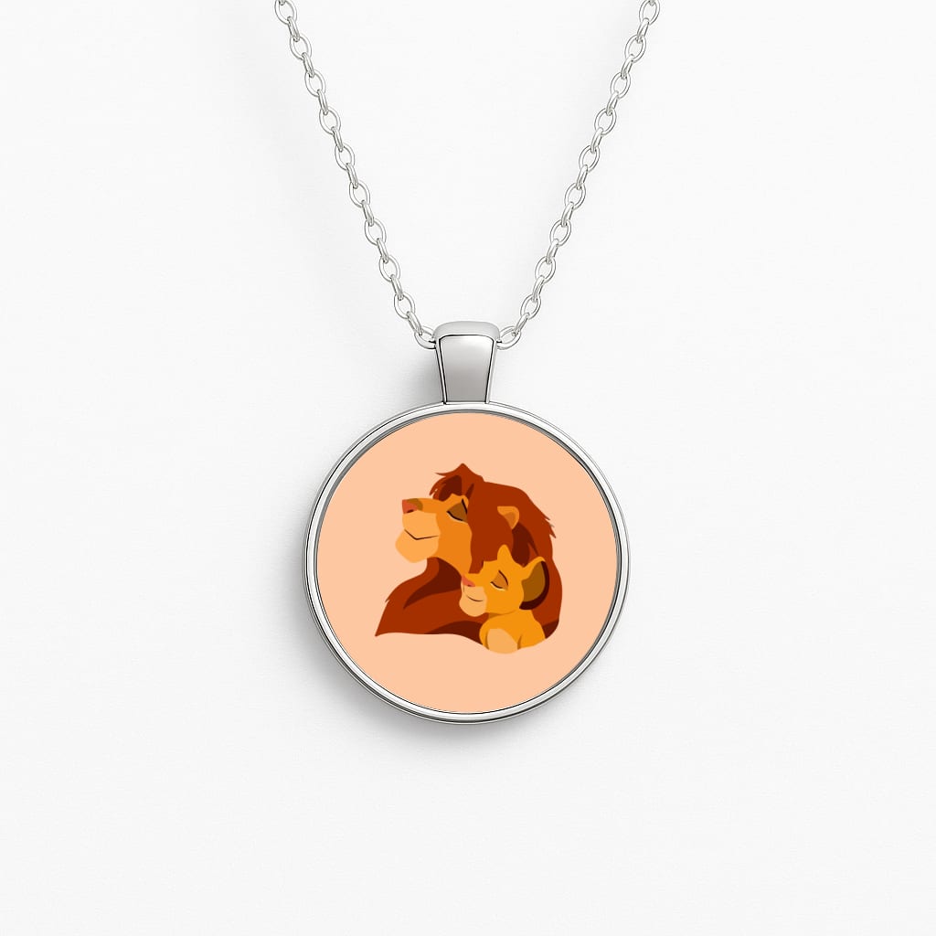King Lion And Cub Circle Necklace