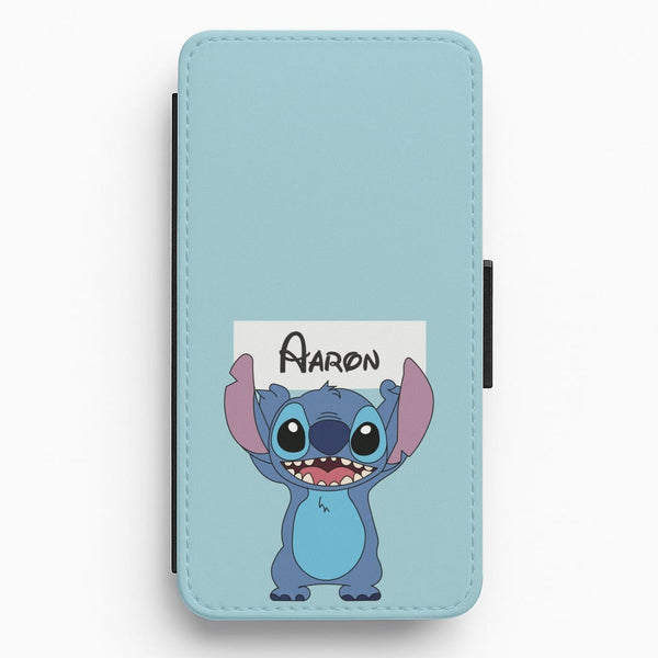 Standing Blue Alien - Personalised Disney Flip / Wallet Phone Case