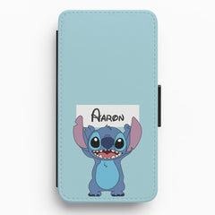 Standing Blue Alien - Personalised Disney Flip / Wallet Phone Case