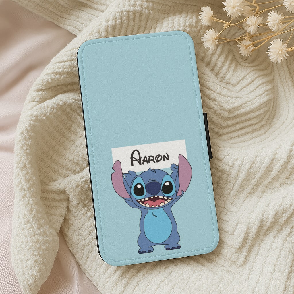 Standing Blue Alien - Personalised Disney Wallet Phone Case