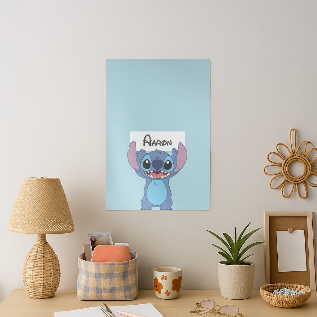 Standing Blue Alien - Personalised Disney Art Print
