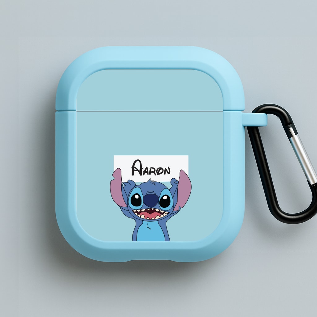 Standing Blue Alien - Personalised Disney Blue AirPods Case