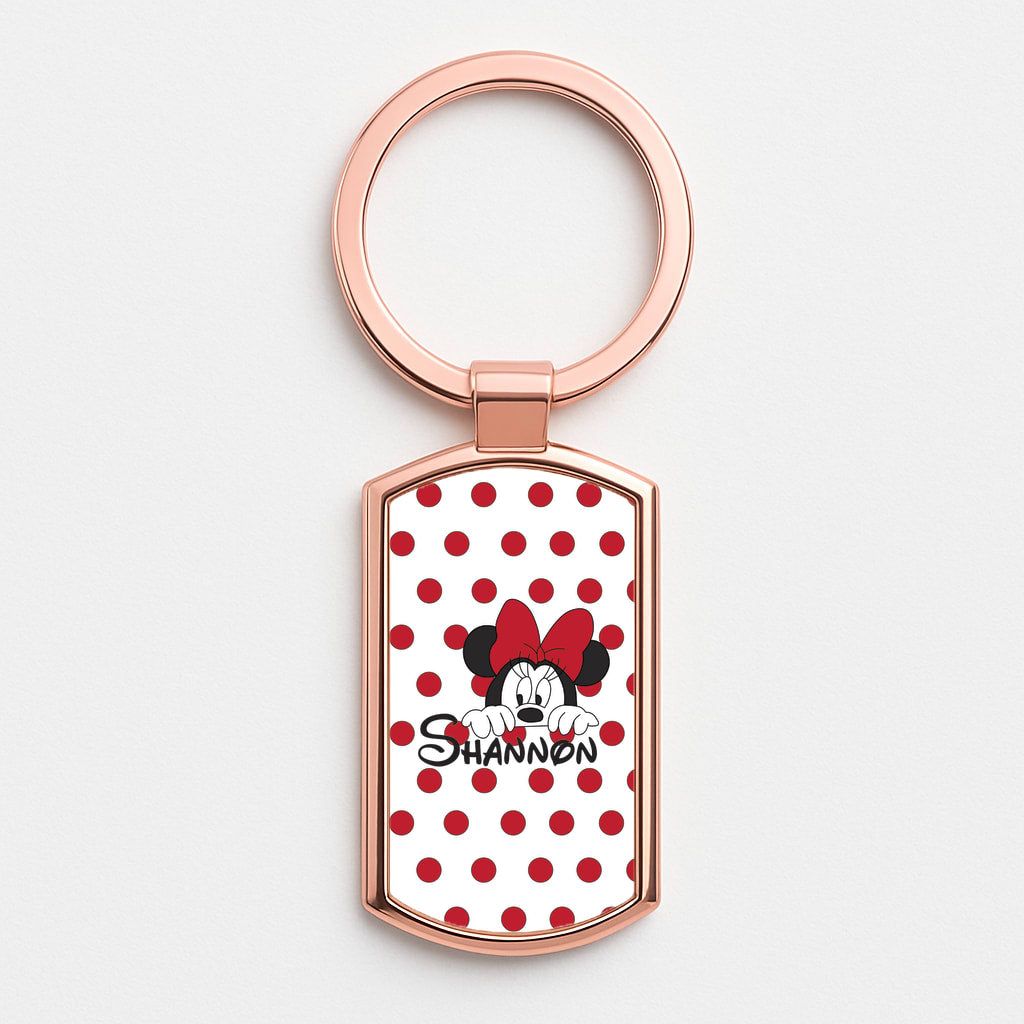 Minnie Mouse - Personalised Fairytale Rose Gold Keyring