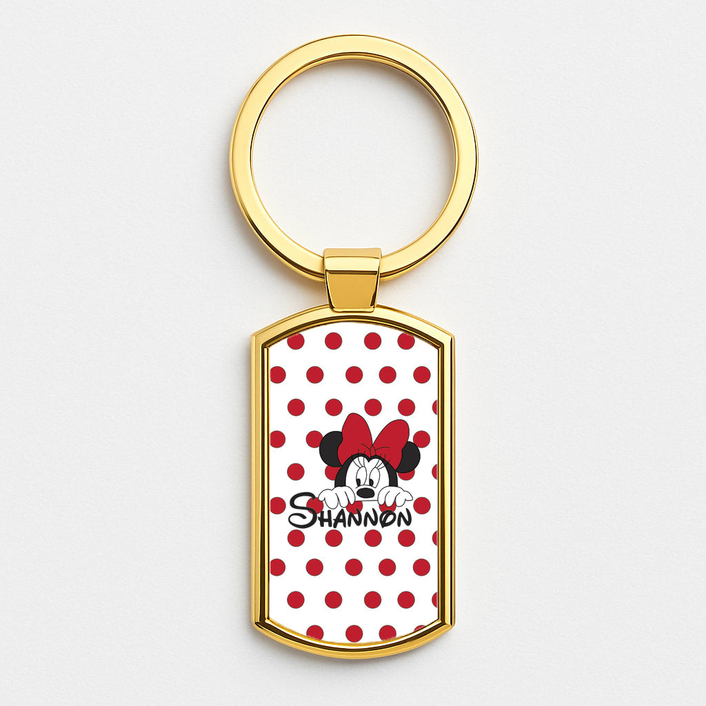 Minnie Mouse - Personalised Fairytale Gold Keyring
