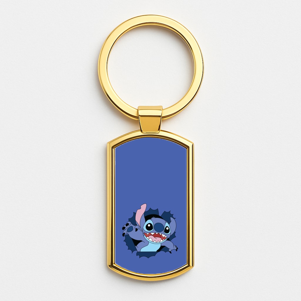 Torn Blue Alien Gold Keyring