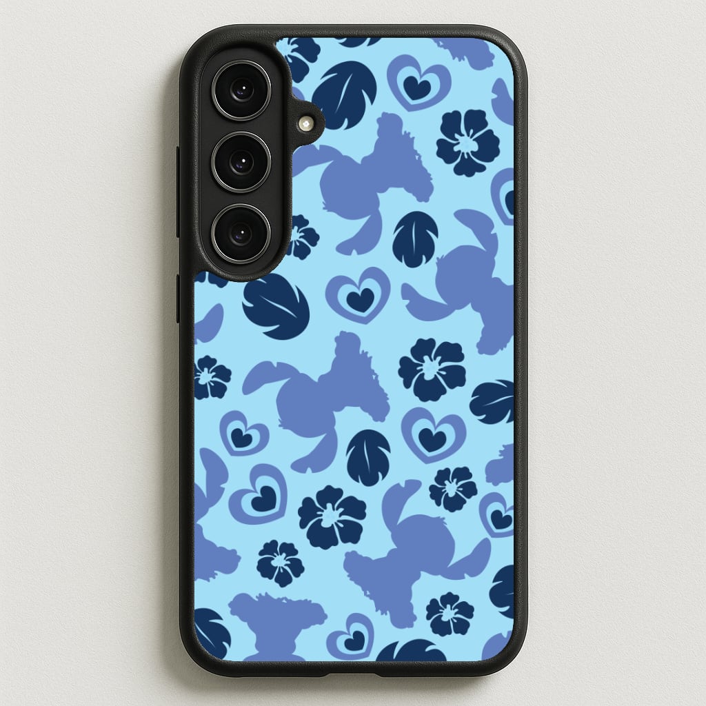 Blue Alien Silhouette Pattern Phone Case for Galaxy S25FE