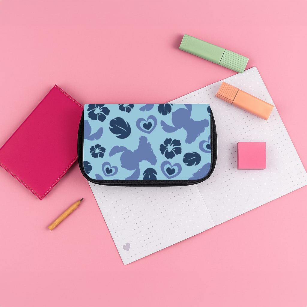 Blue Alien Silhouette Pattern Pencil Case