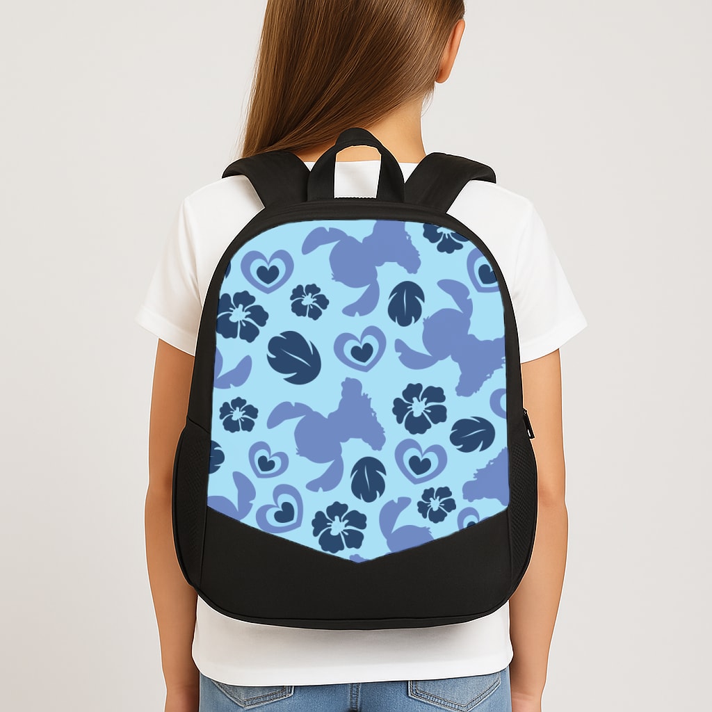 Blue Alien Silhouette Pattern School Bag