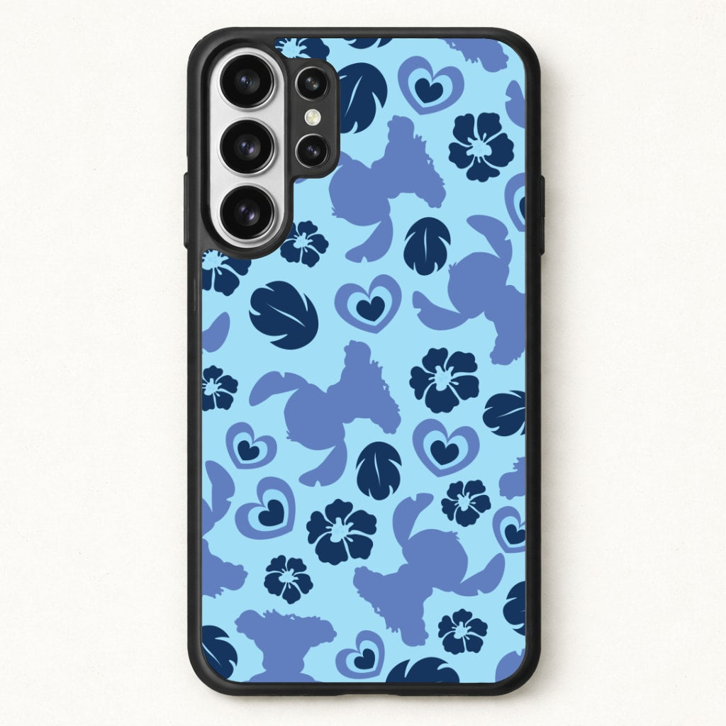 Blue Alien Silhouette Pattern Phone Case for Galaxy S26 Ultra