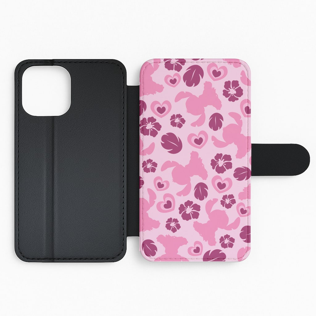 Pink Alien Silhouette Pattern Flip Phone Case