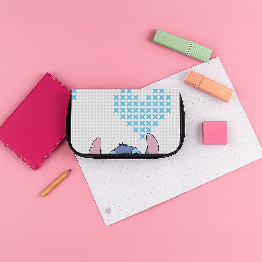 Blue Alien Hearts Pencil Case