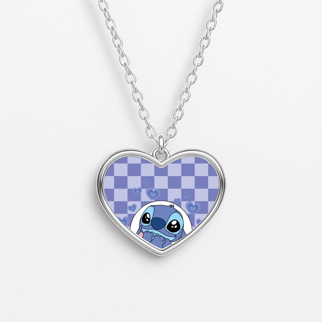 Personalised Cute Blue Alien Heart Necklace