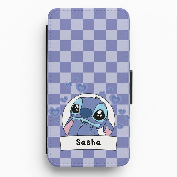 Personalised Cute Blue Alien Flip / Wallet Phone Case