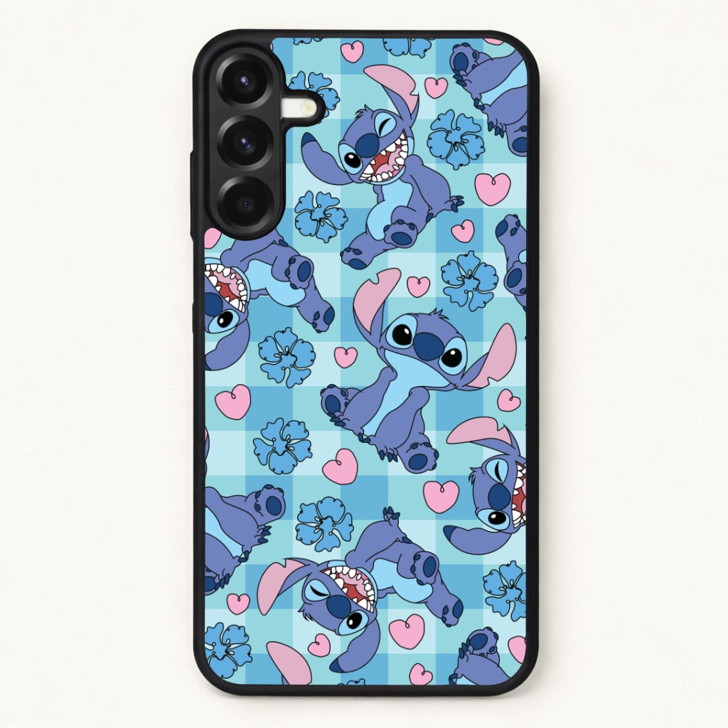 Blue Alien And Hearts Pattern Phone Case for Galaxy A37