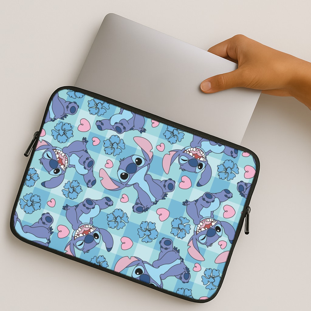 Blue Alien And Hearts Pattern MacBook Case