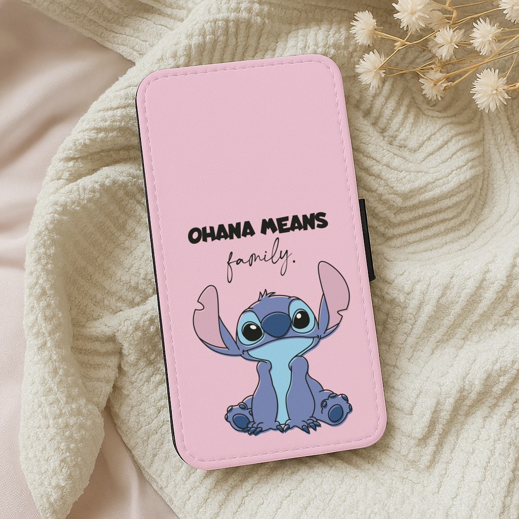 Ohana Means Family Pink Wallet Phone Case