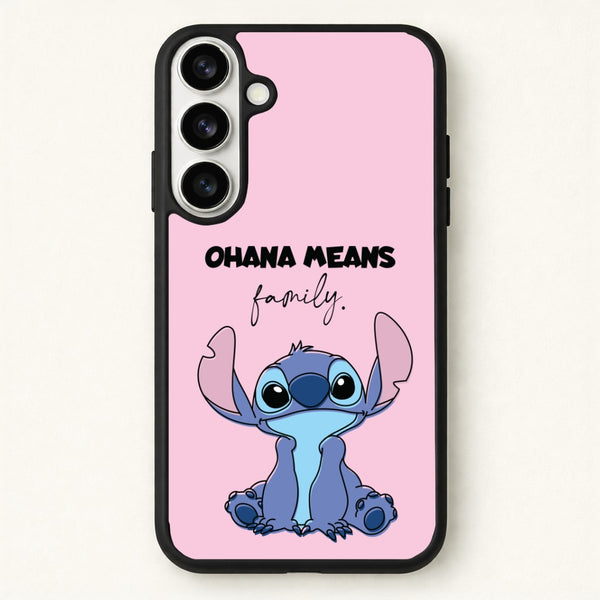 Ohana Means Family Pink Phone Case for Galaxy S26 Plus