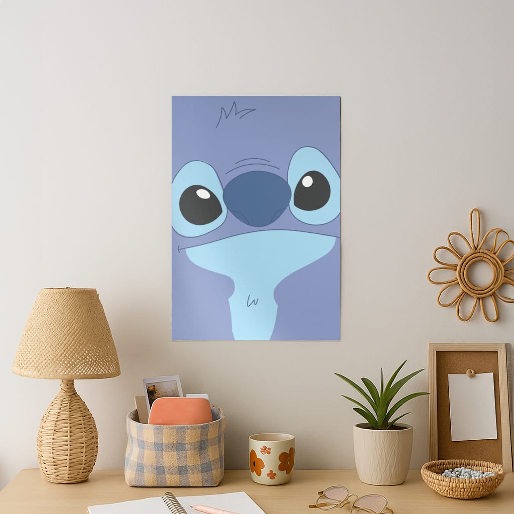 Blue Alien Face Art Print