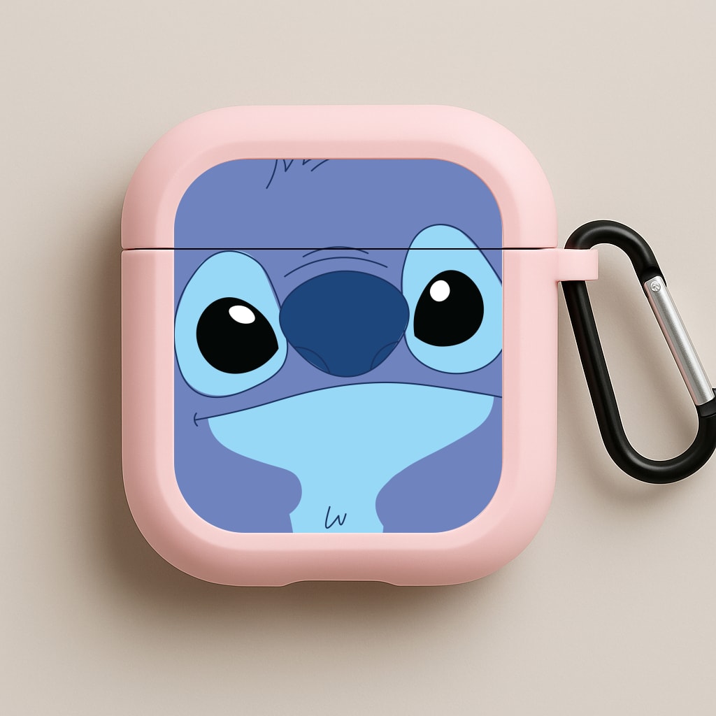 Blue Alien Face Pink AirPods Case