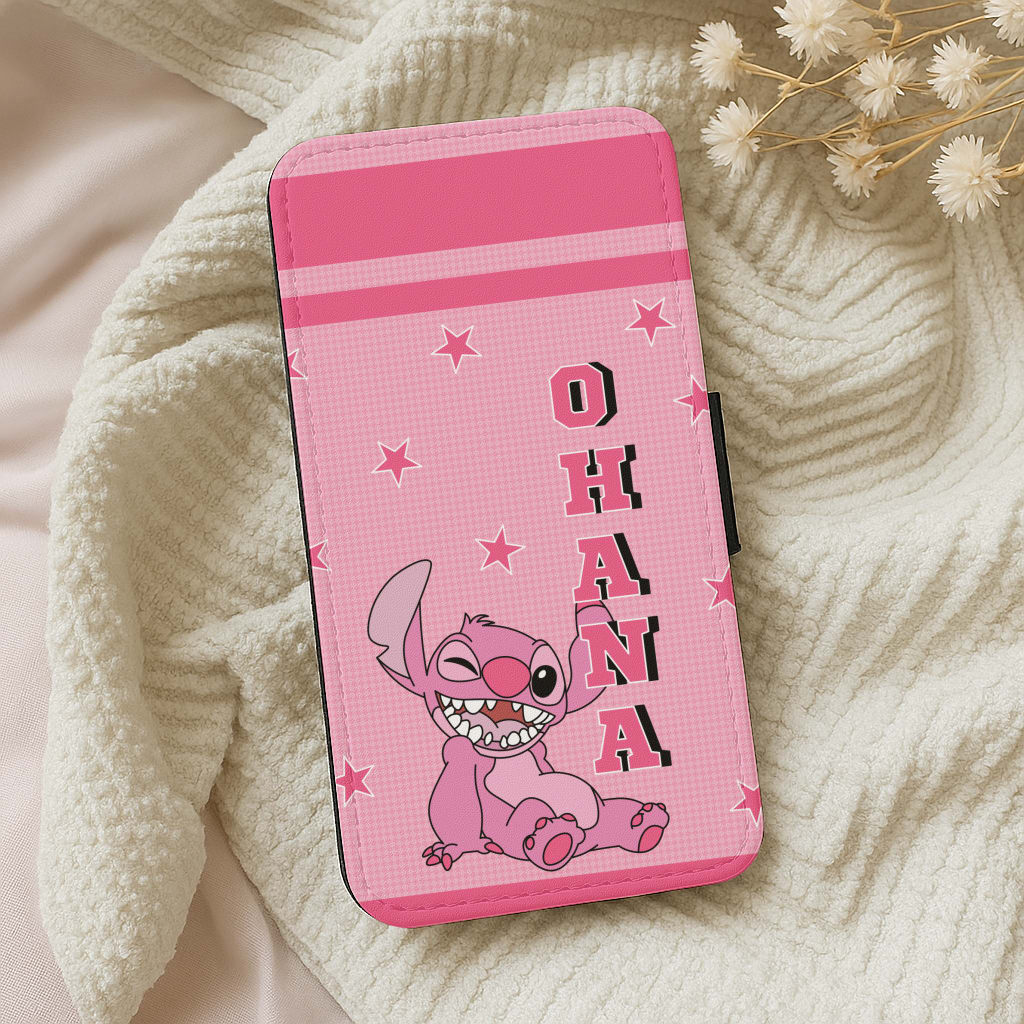 Pink Alien Ohana Wallet Phone Case