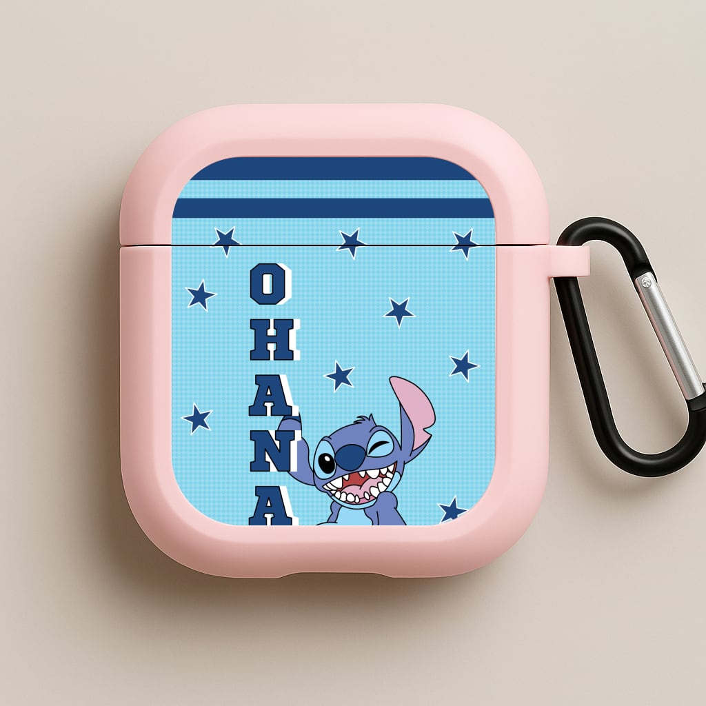 Blue Alien Ohana Pink AirPods Case