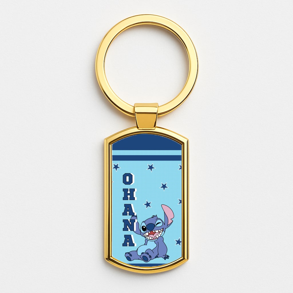 Blue Alien Ohana Gold Keyring