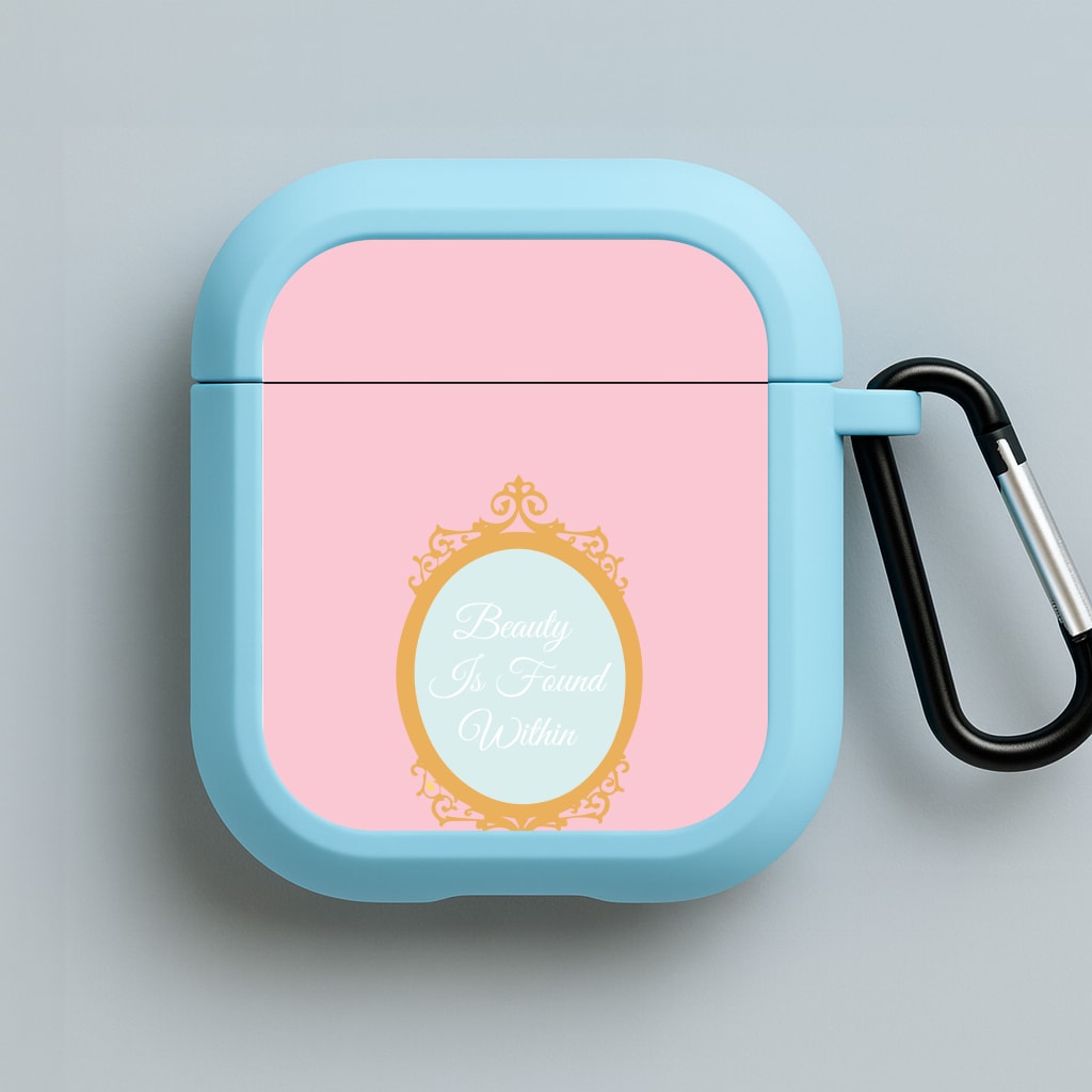 Beauty Is Found Within Mirror Blue AirPods Case