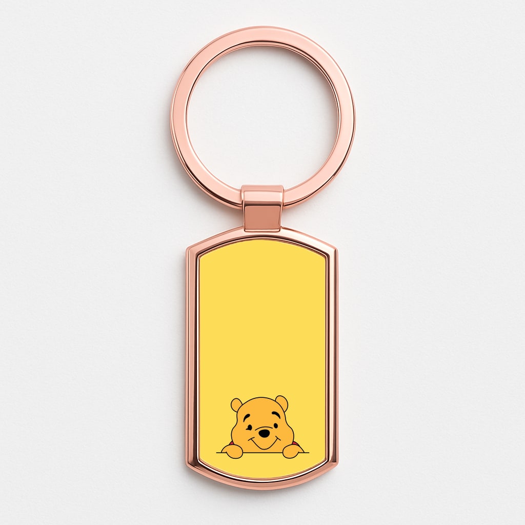 Cute Bear Leaning Rose Gold Keyring