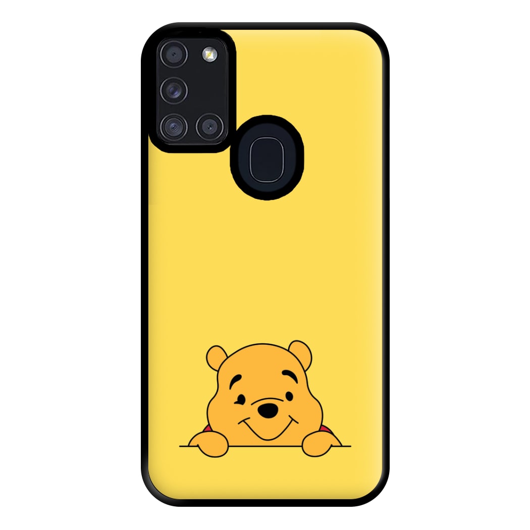 Cute Bear Leaning Phone Case for Galaxy A21s