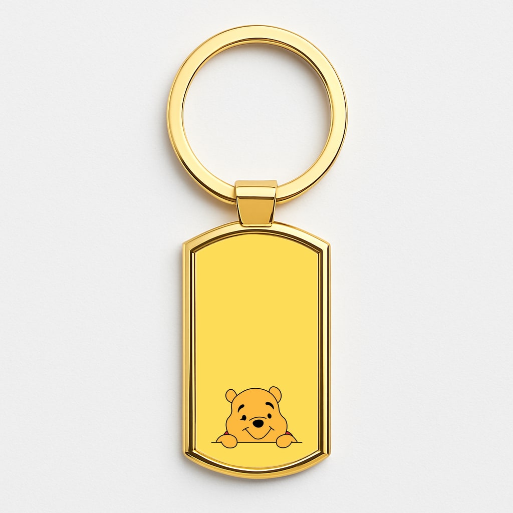 Cute Bear Leaning Gold Keyring