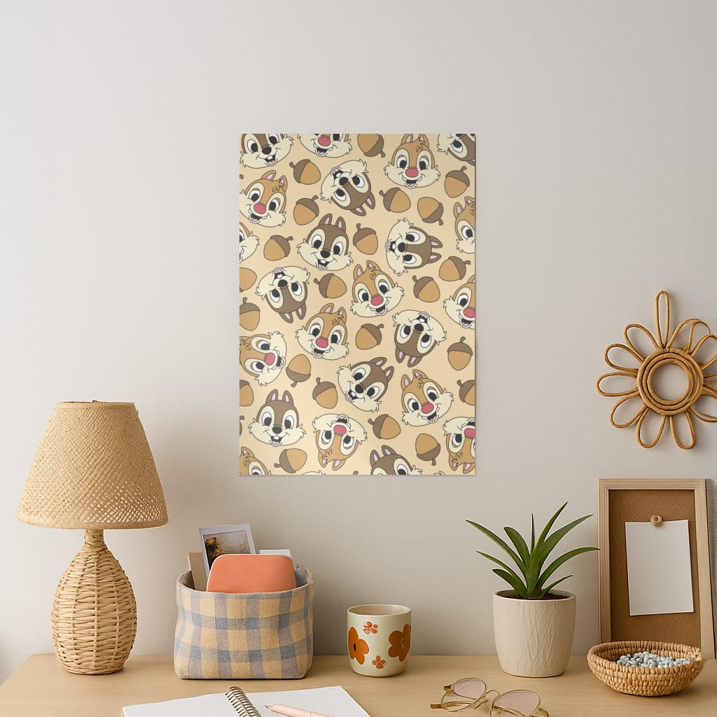 Cute Squirrels And Acorns Pattern Art Print