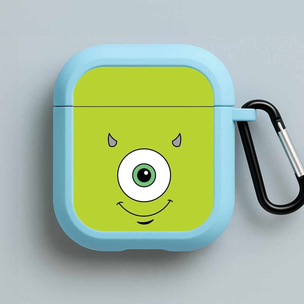 Green Monster Face Blue AirPods Case