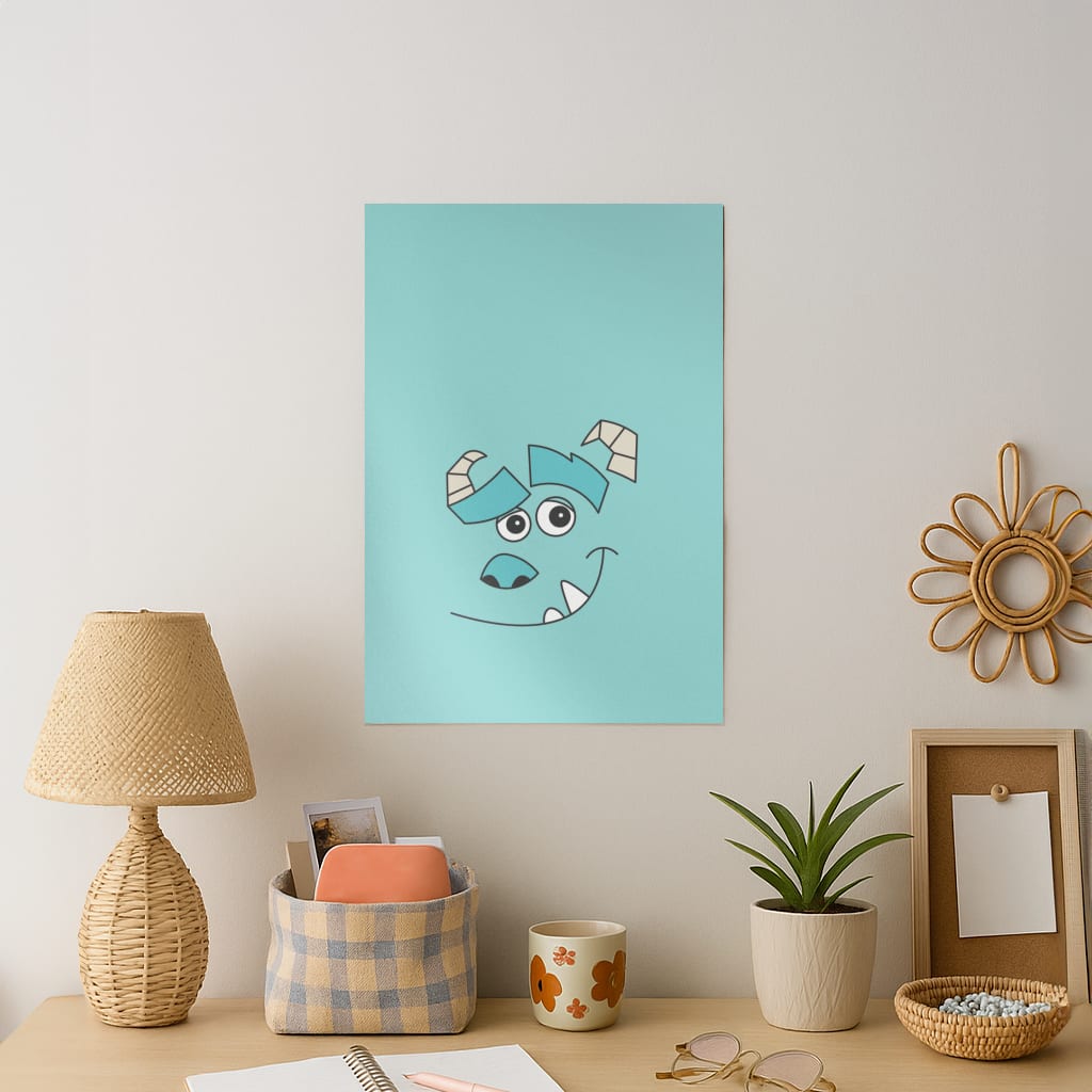 Blue Monster Face Art Print